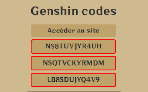Genshin Codes  from Chrome web store to be run with OffiDocs Chromium online
