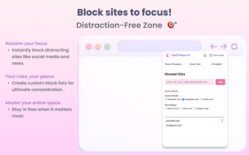 GenZ Focus AI  from Chrome web store to be run with OffiDocs Chromium online