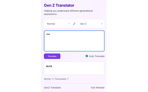 GenZ Translator  from Chrome web store to be run with OffiDocs Chromium online