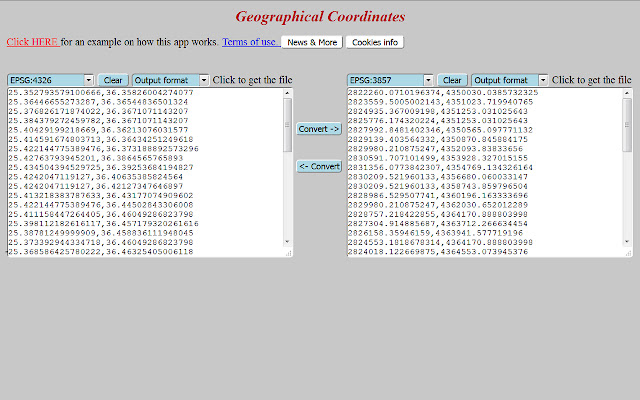 Geographical Coordinates  from Chrome web store to be run with OffiDocs Chromium online