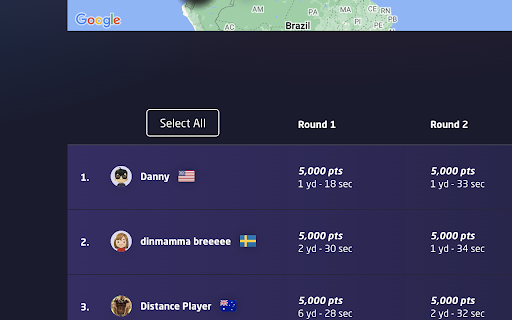 Geoguessr Breakdown Select All Users  from Chrome web store to be run with OffiDocs Chromium online