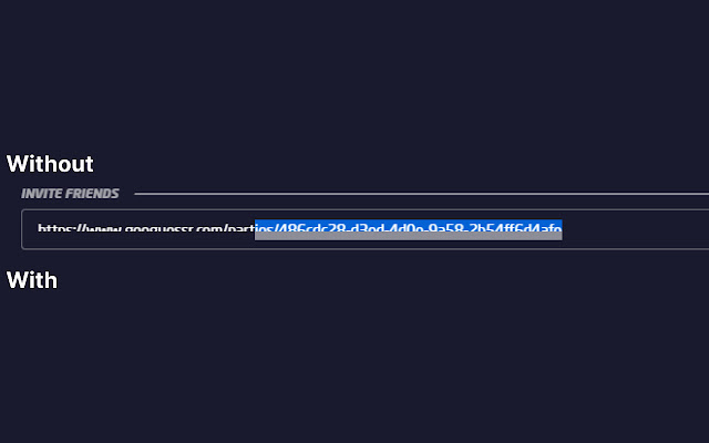 Geoguessr invitelink hider  from Chrome web store to be run with OffiDocs Chromium online