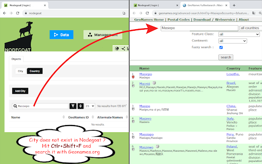 Geonames to Nodegoat  from Chrome web store to be run with OffiDocs Chromium online