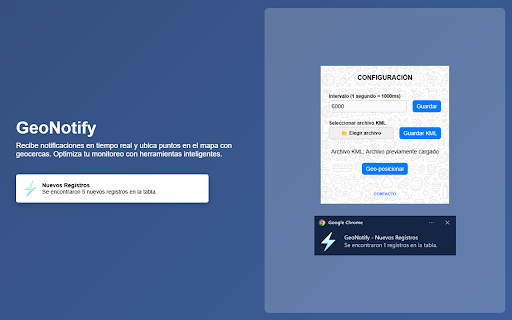 GeoNotify  from Chrome web store to be run with OffiDocs Chromium online