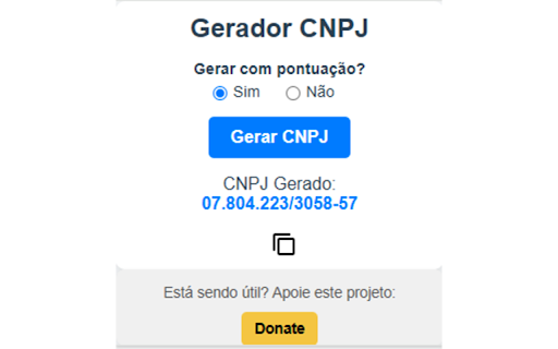 Gerador CNPJ  from Chrome web store to be run with OffiDocs Chromium online