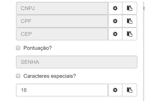Gerador de CPFs e CNPJs  from Chrome web store to be run with OffiDocs Chromium online