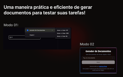 Gerador de Documentos  from Chrome web store to be run with OffiDocs Chromium online