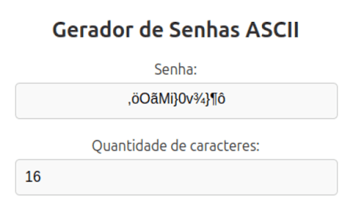 Gerador de Senhas ASCII  from Chrome web store to be run with OffiDocs Chromium online