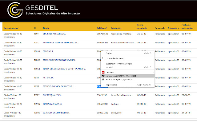 GESDITEL click2call  from Chrome web store to be run with OffiDocs Chromium online