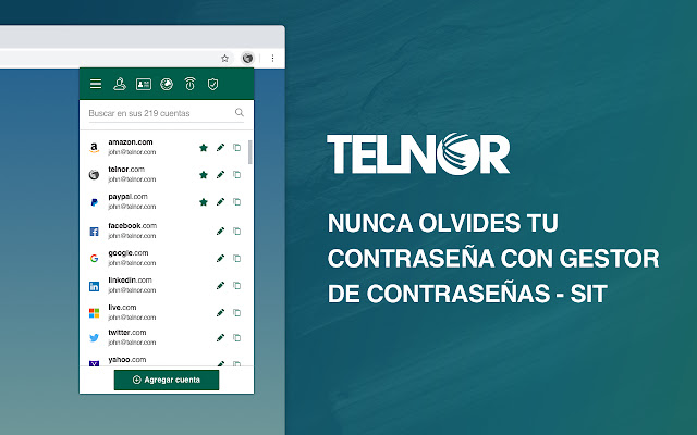 Gestor de contraseñas Telnor  from Chrome web store to be run with OffiDocs Chromium online