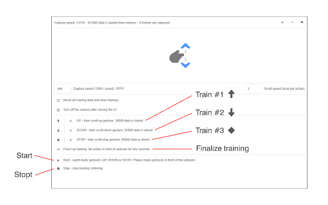 Gesture Based Scroll (Using AI)  from Chrome web store to be run with OffiDocs Chromium online