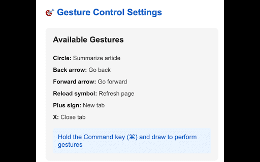 Gesture Control with Article Summarizer  from Chrome web store to be run with OffiDocs Chromium online