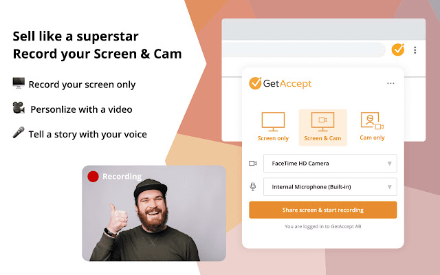 GetAccept Recorder  from Chrome web store to be run with OffiDocs Chromium online