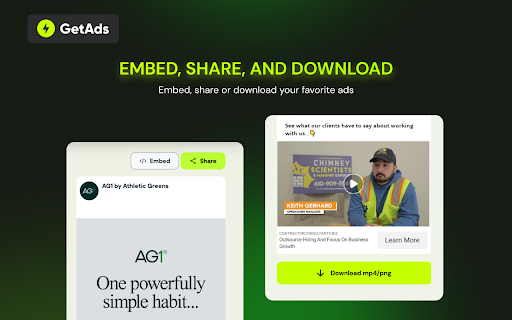 GetAds — Save Ads From Ad Libraries With One Click  from Chrome web store to be run with OffiDocs Chromium online