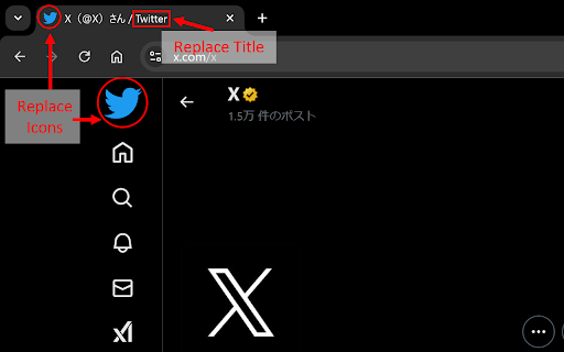 Get back Twitter icon  from Chrome web store to be run with OffiDocs Chromium online