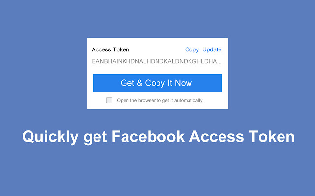 Get Facebook Access Token from Chrome web store to be run with OffiDocs Chromium online Get Facebook Access Token from Chrome web store to be run with OffiDocs Chromium online
