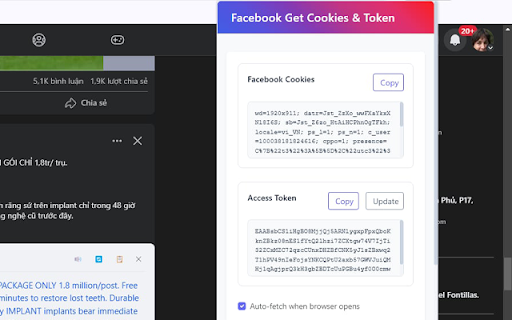Get Facebook Cookies Access Token from Chrome web store to be run with OffiDocs Chromium online Get Facebook Cookies Access Token from Chrome web store to be run with OffiDocs Chromium online