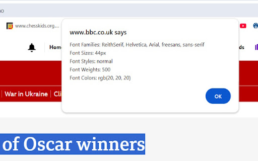 Get Font details  from Chrome web store to be run with OffiDocs Chromium online