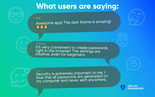 GetMyPassword Create Strong, Random Passwords Instantly  from Chrome web store to be run with OffiDocs Chromium online