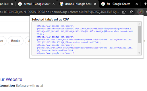 Get the selected tabs url as CSV  from Chrome web store to be run with OffiDocs Chromium online