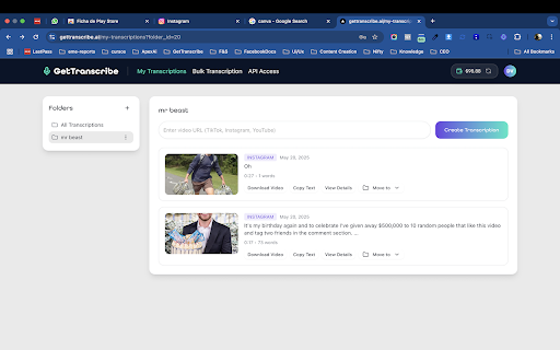 GetTranscribe  from Chrome web store to be run with OffiDocs Chromium online