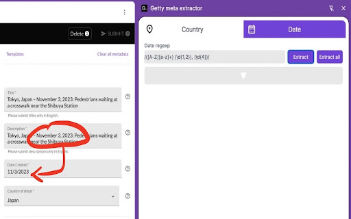 Getty meta extractor  from Chrome web store to be run with OffiDocs Chromium online