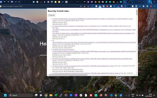 Get URL History  from Chrome web store to be run with OffiDocs Chromium online