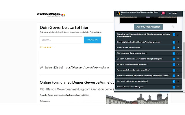 Gewerbeanmeldung.com ( GewerbeMelden Dienst )  from Chrome web store to be run with OffiDocs Chromium online