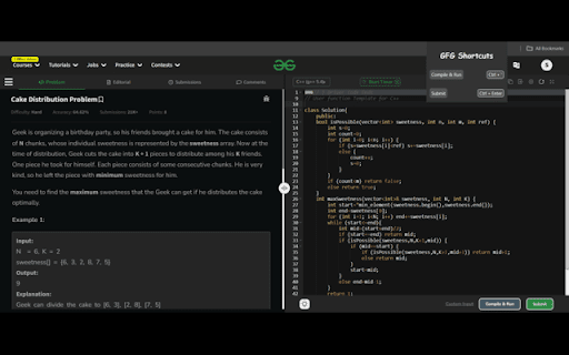 GFG Shortcuts  from Chrome web store to be run with OffiDocs Chromium online