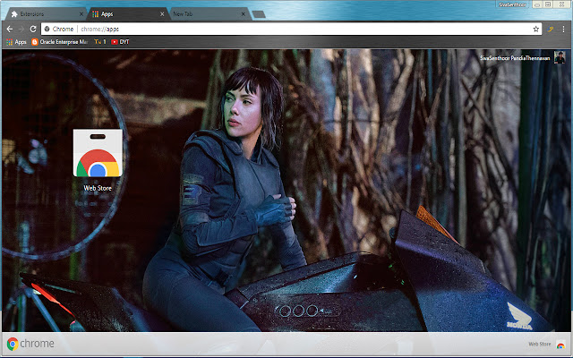 Ghost in the Shell Scarlett Johansson on Bike  from Chrome web store to be run with OffiDocs Chromium online