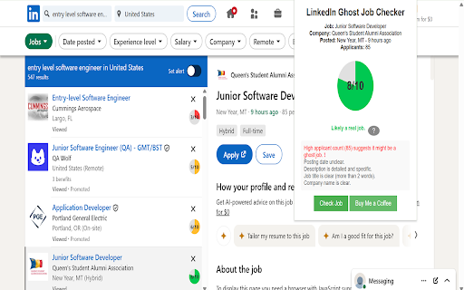 Ghost Job Checker  from Chrome web store to be run with OffiDocs Chromium online