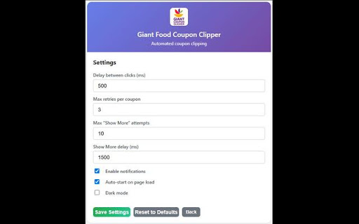 Giant  Stop  Shop Coupon Clicker  from Chrome web store to be run with OffiDocs Chromium online