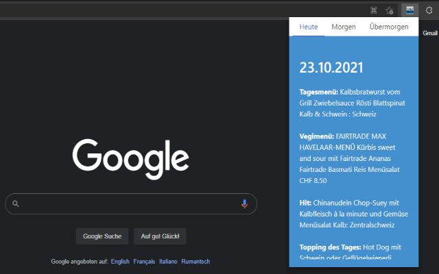 GIBZ Mensa Extension  from Chrome web store to be run with OffiDocs Chromium online
