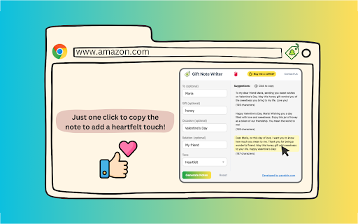 Gift Note Writer  from Chrome web store to be run with OffiDocs Chromium online