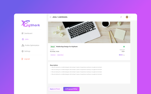 GigShark Extension  from Chrome web store to be run with OffiDocs Chromium online