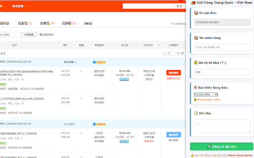 Gửi hàng Trung Quốc Việt Nam  from Chrome web store to be run with OffiDocs Chromium online