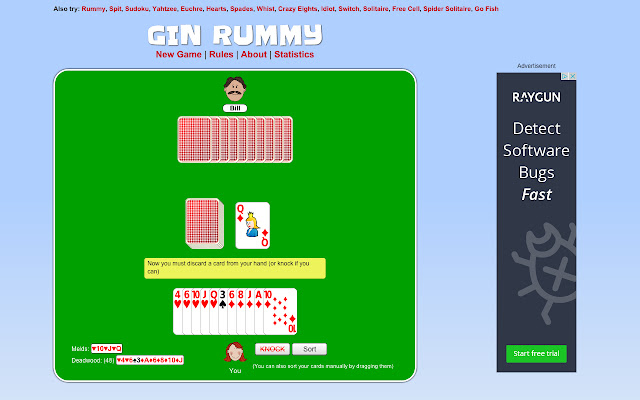 Gin Rummy  from Chrome web store to be run with OffiDocs Chromium online