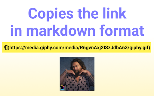 Giphy Markdown Link  from Chrome web store to be run with OffiDocs Chromium online