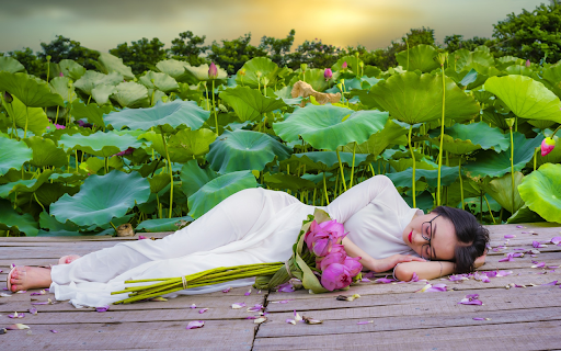 Girl and bouquet of flowers  from Chrome web store to be run with OffiDocs Chromium online