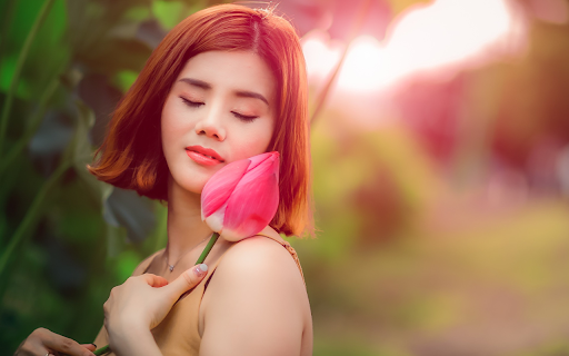 Girl and flower  from Chrome web store to be run with OffiDocs Chromium online