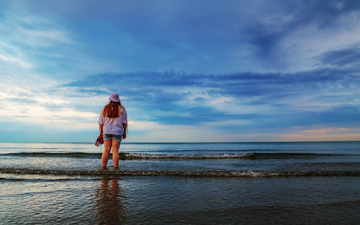 Girl and ocean waves  from Chrome web store to be run with OffiDocs Chromium online