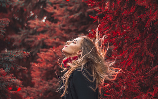 Girl and pine tree  from Chrome web store to be run with OffiDocs Chromium online