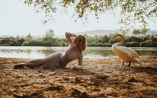 girl and swan  from Chrome web store to be run with OffiDocs Chromium online