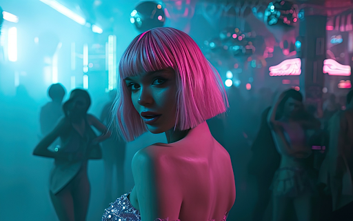 Girl cyberpunk party  from Chrome web store to be run with OffiDocs Chromium online