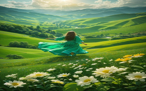 Girl in a green dress in the fores wallpaper  from Chrome web store to be run with OffiDocs Chromium online