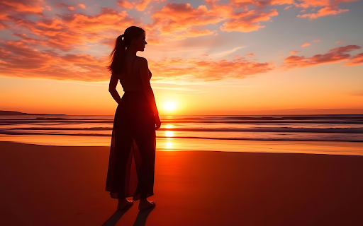 Girl in the sunset  from Chrome web store to be run with OffiDocs Chromium online
