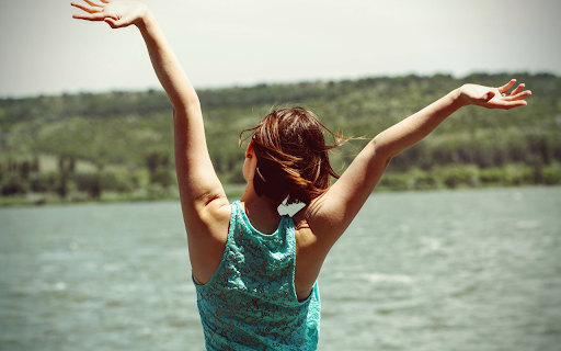 Girl standing by the lake  from Chrome web store to be run with OffiDocs Chromium online
