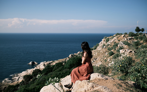 Girl watching the sea  from Chrome web store to be run with OffiDocs Chromium online