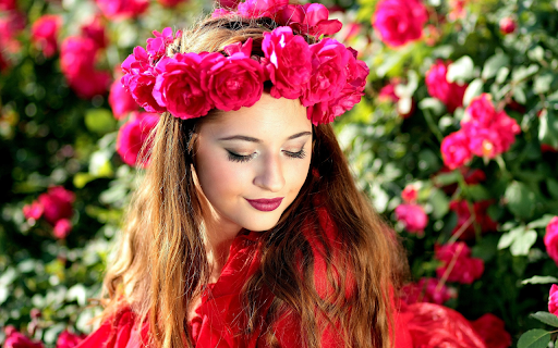 Girl with roses  from Chrome web store to be run with OffiDocs Chromium online