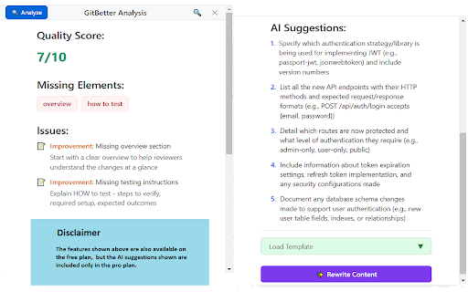 GitBetter  from Chrome web store to be run with OffiDocs Chromium online